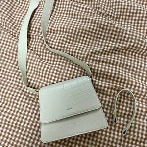 JW Pei Ivory Croc-Embossed Crossbody Bag